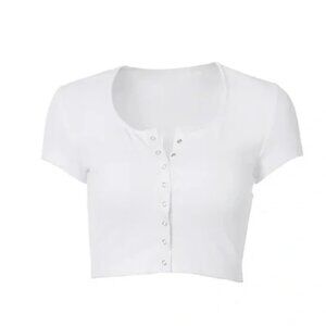 Ribbed Cropped Button Shirt